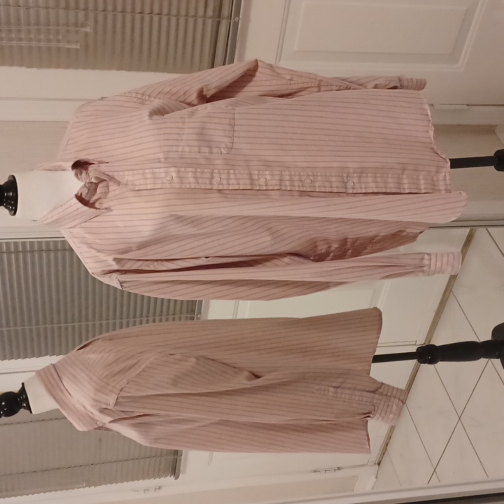 4/$60 Pink With Blue Stripes Dress Shirt - Size 16-36 (Fits Men - Small)